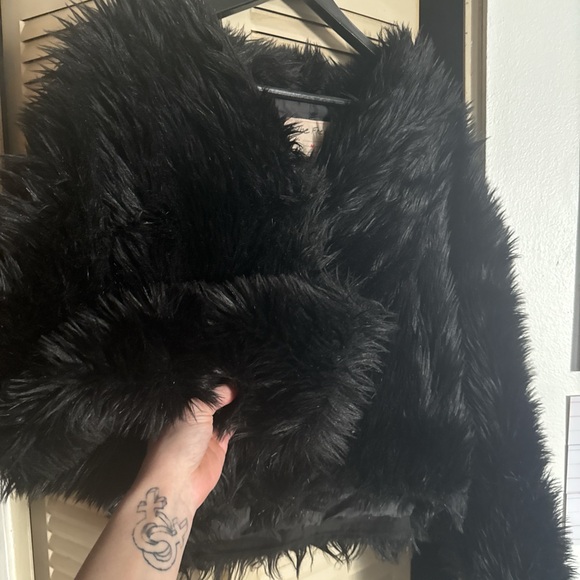 Free People Black Faux Fur Jacket - Picture 3 of 4